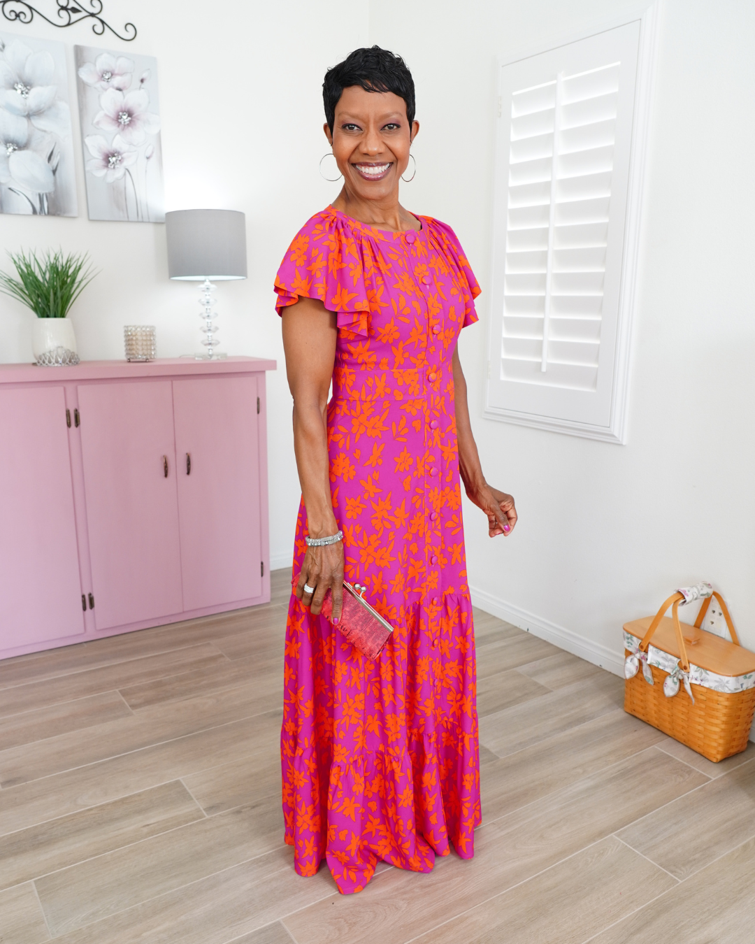 FLUTTER SLEEVER MAXI DRESS