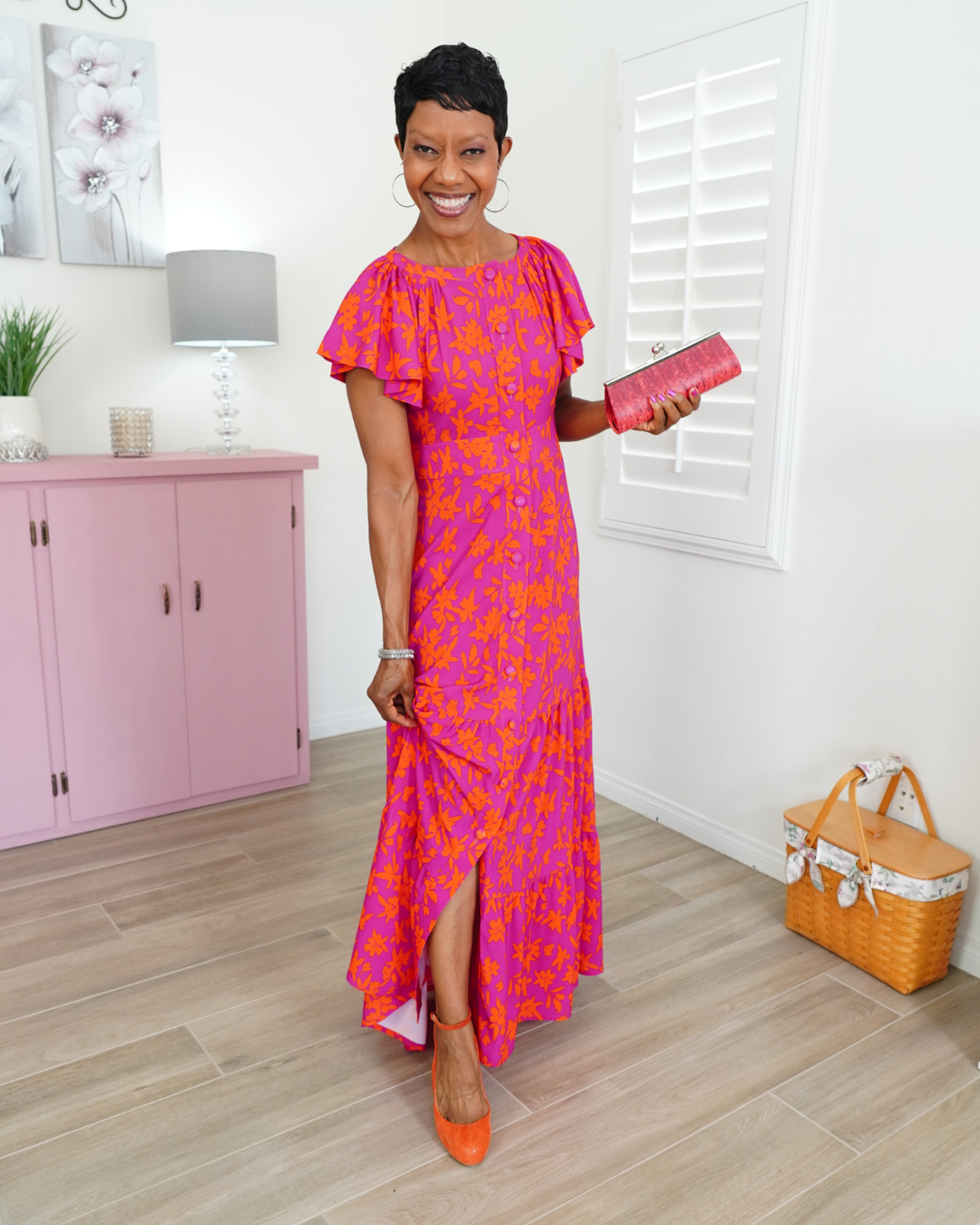 FLUTTER SLEEVER MAXI DRESS