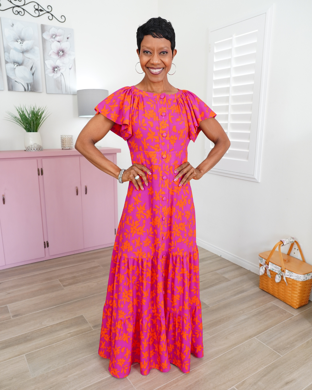 FLUTTER SLEEVER MAXI DRESS
